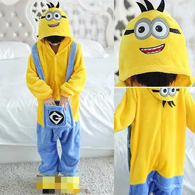2025 Detský Kigurumi Jednodielny Kostým Minions Cosplay Anime Kostým Zimný Flanel Kawaii Pyžamo Halloween Vianoce Oblečenie