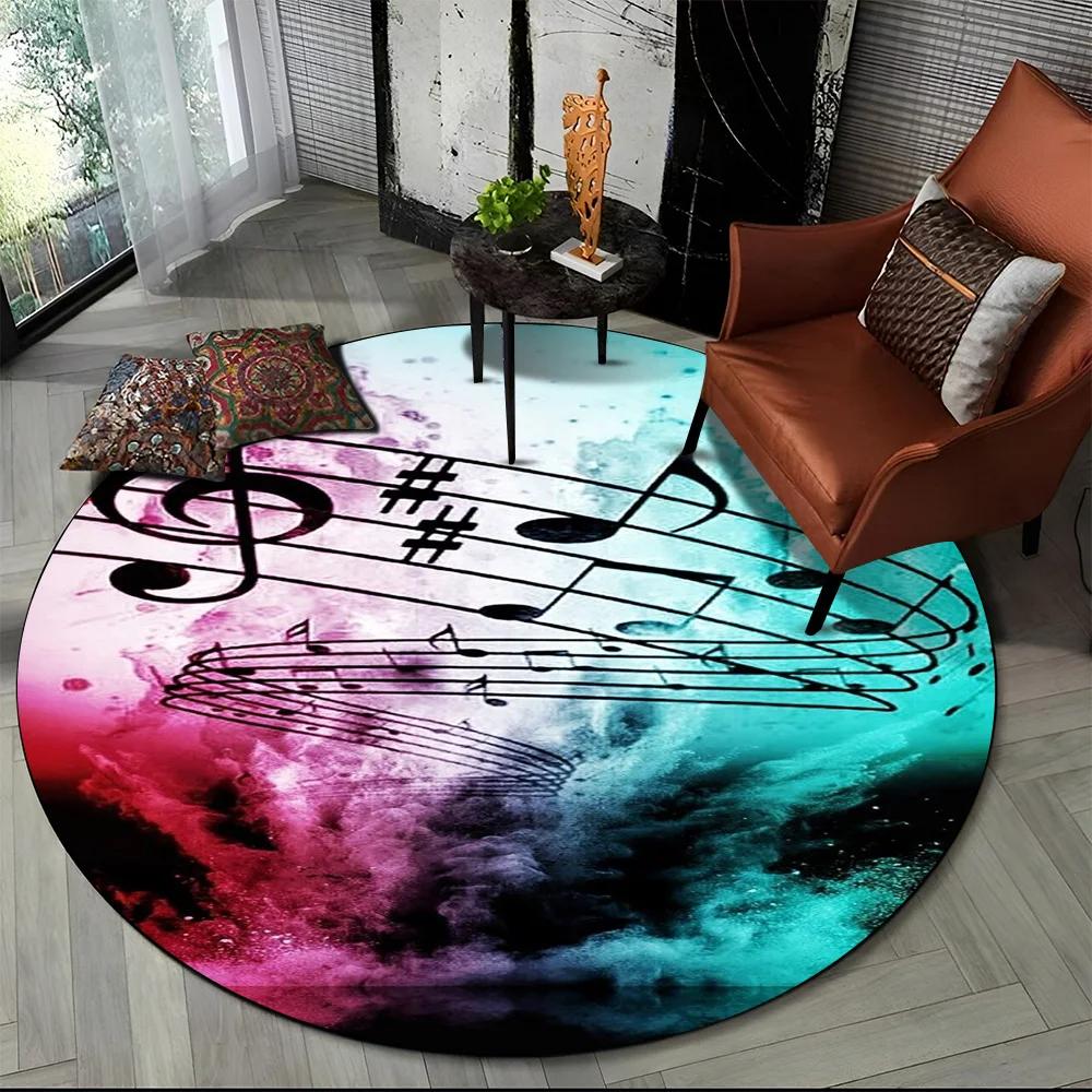 3D Musical Note Piano Art Round Carpet Rug for Living Room Bedroom Child Playroom Chair Decor,Pet Area Rug Non slip Floor Mat