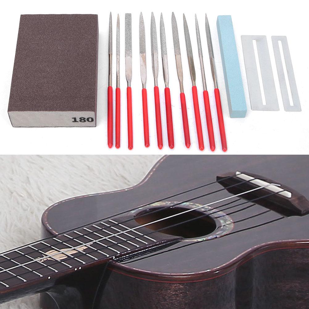 14 Pcs Guitar Repairing Tool Set Grinding Sponge Polishing Stone Fret Gauge File Set