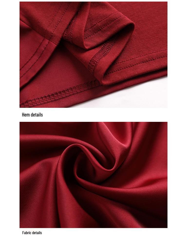 Seven-Sleeve Women's Satin Acetate T-Shirt - Spring 2025 Collection, Modal Round Neck, Fashionable and Versatile.