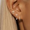4PCS Zircon Star Moon Flower Small Hoop Earrings Set For Women Stainless Steel Huggies Pendant Piercing Earrings Jewelry Aretes