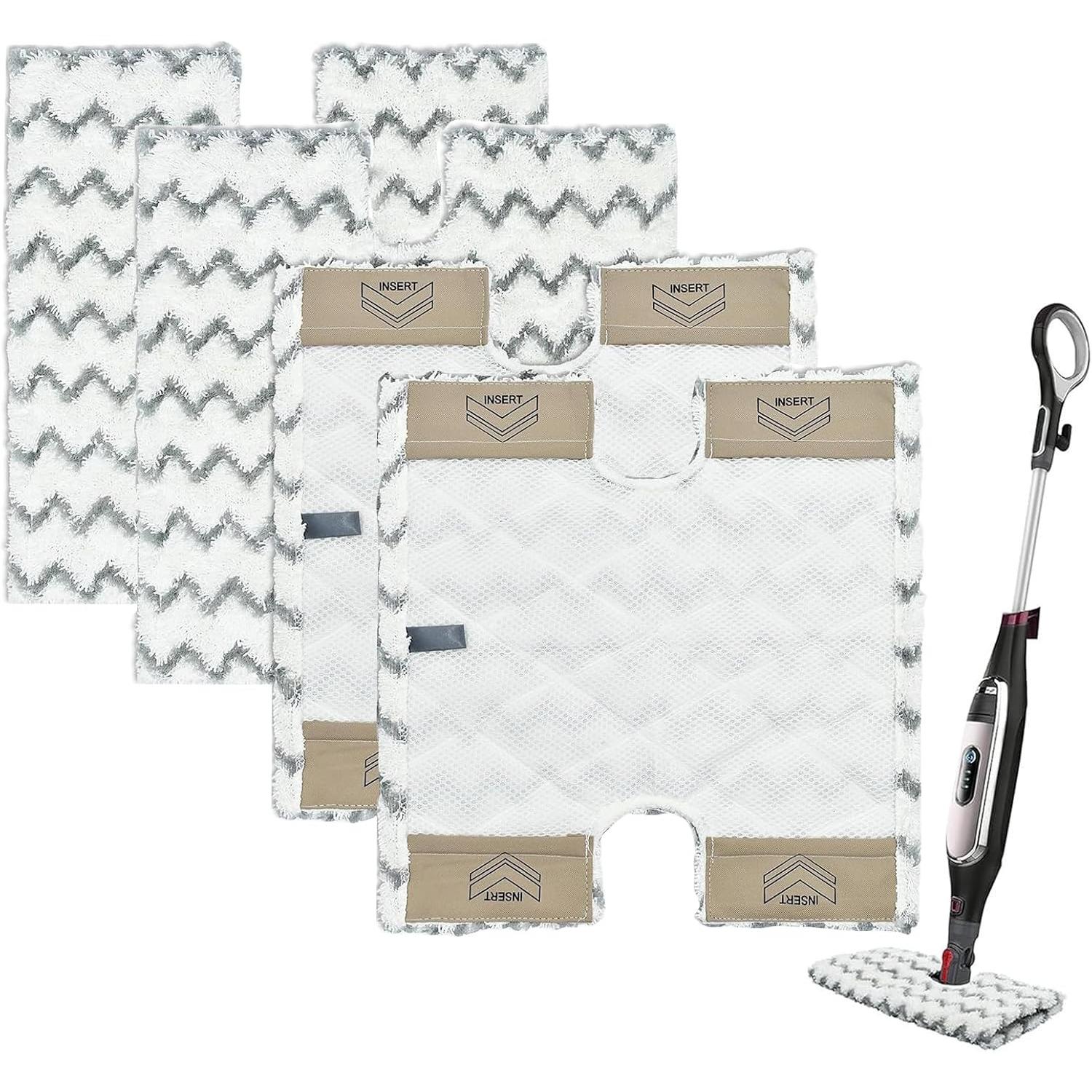 

Набор из 4 насадок для паровой швабры, совместимых с Shark S6001UK S6003UK S6005UK Klik n Flip Corded Steam Pocket Mop Пароочиститель, многоразовые и машинная стирка 4-Pack