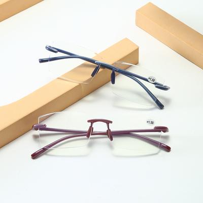 Glasses Rimless Reading Glasses Diamond Small Fresh Men'S High Definition Anti-Blue Reading Glasses
