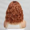 ALAN EATON Short BOB Synthetic WIGS Orange Brown Curly Wig with Bangs for Women Cosplay Daily Party Heat Resistant Fiber Wig