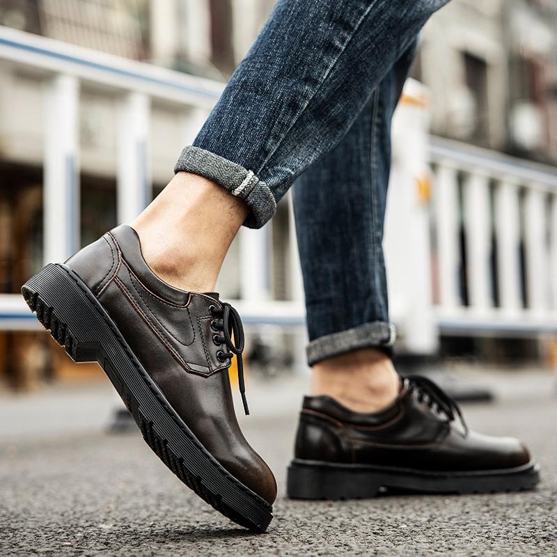 Fashion Derby men's leather shoes Classic casual gentleman style Daily business or office plus size Dress up shoes lace-up Four Seasons