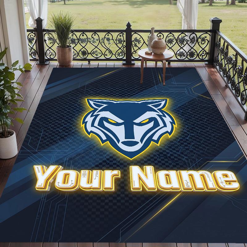 Custom Text Printed Rug Warrington Wolves Non Slip Floor Carpet For Home Room Decor