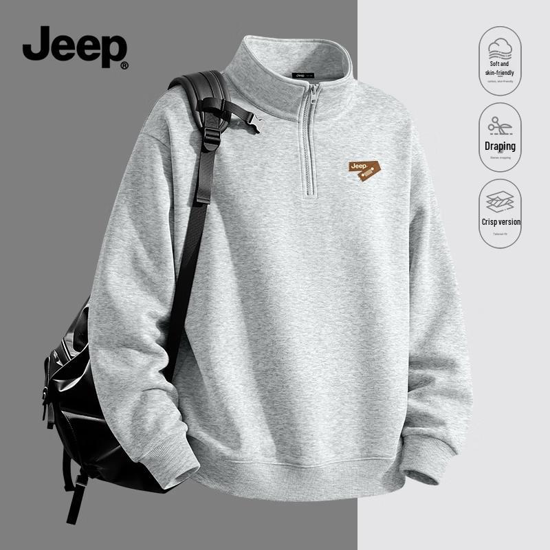 Jeep Men's Stand Collar Pullover Sweatshirt