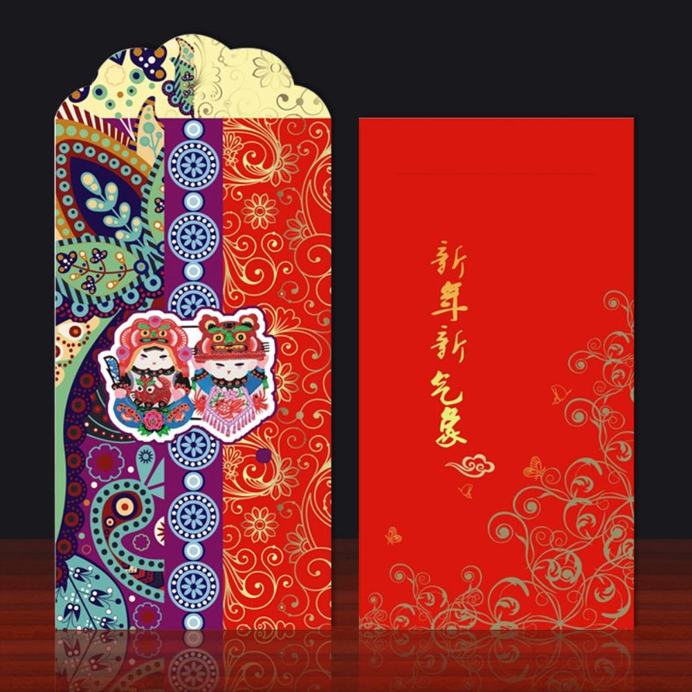 12pcs Paper Lucky Money Bless Pocket Cartoon Red Pocket Chinese Style New Year Red Envelope  Decor