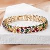 High-End Women's Copper Zirconia Tennis Bracelet with Colorful Diamond Detail