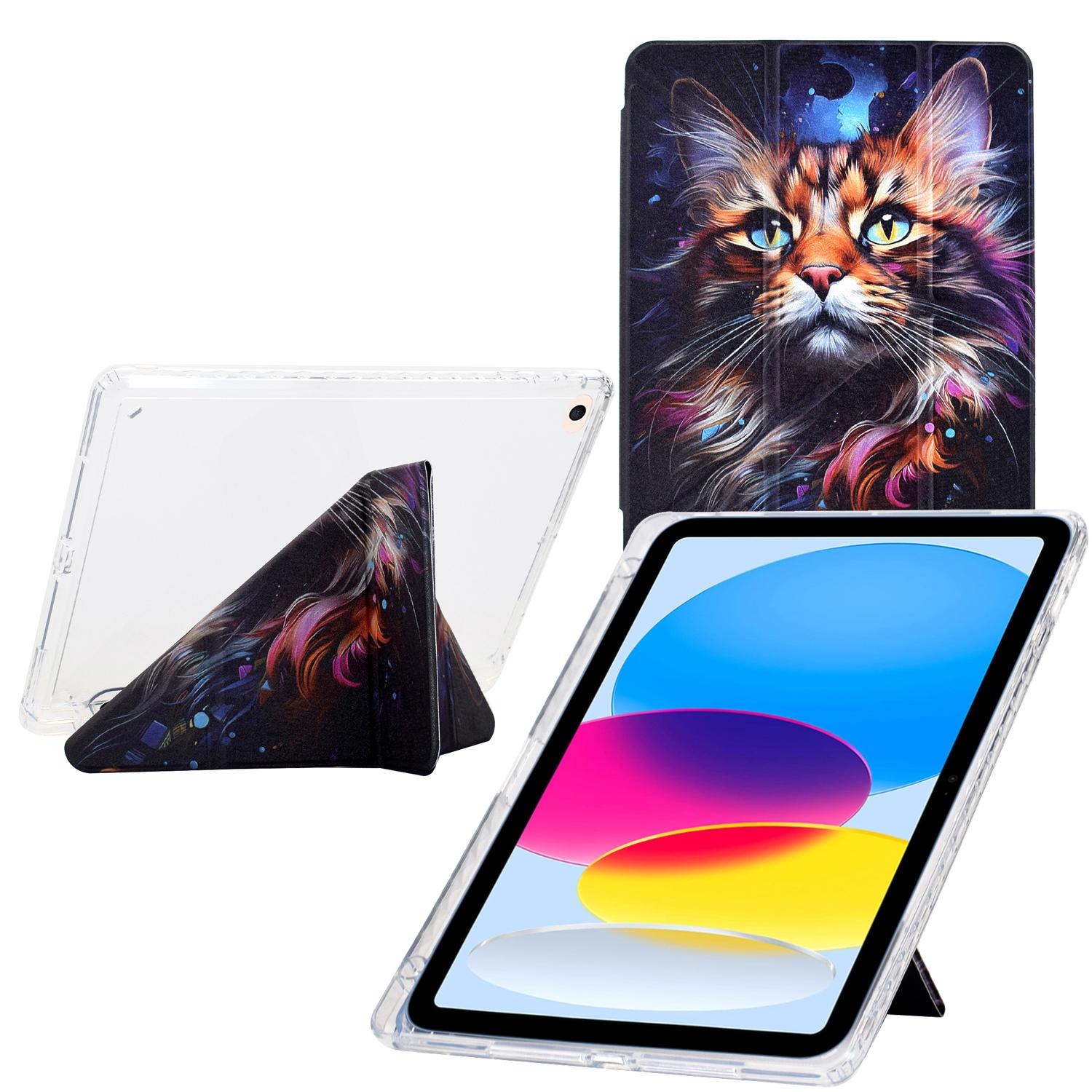 

Tablet Case For iPad 9.7-inch (2018)/(2017)/Air 2/Air (2013) , Y-Fold Stand Pattern Print Leather + Clear Acrylic Cover G
