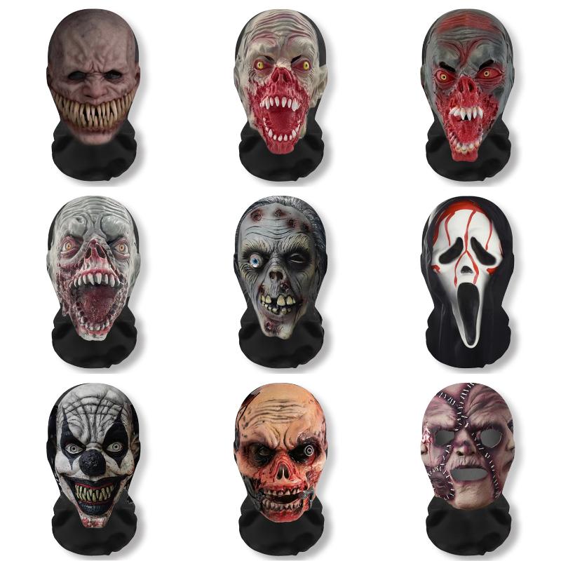 Maska 3D Halloween Duch Twarz Kominiarka Pełnotwarzowa Elastyczna Siateczka Oddychająca Nakrycie Głowy Zombie Impreza Horror Halloween Cosplay Rekwizyty
