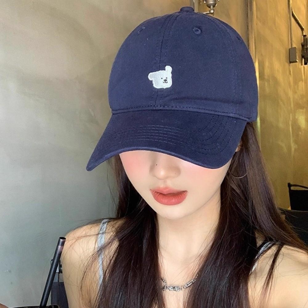 Korean Men Women Baseball Cap Cotton Snapback Hat Adjustable Puppy Embroidery Cap  Unisex