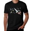 The Flight of Birds Bird Migration Illustration TShirt Basic Casual Short Sleeve Cotton Shirt