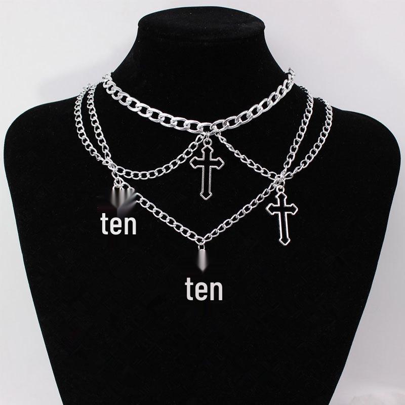 

Готическое многослойное ажурное колье-крест - Женское хип-хоп панк колье-чокер