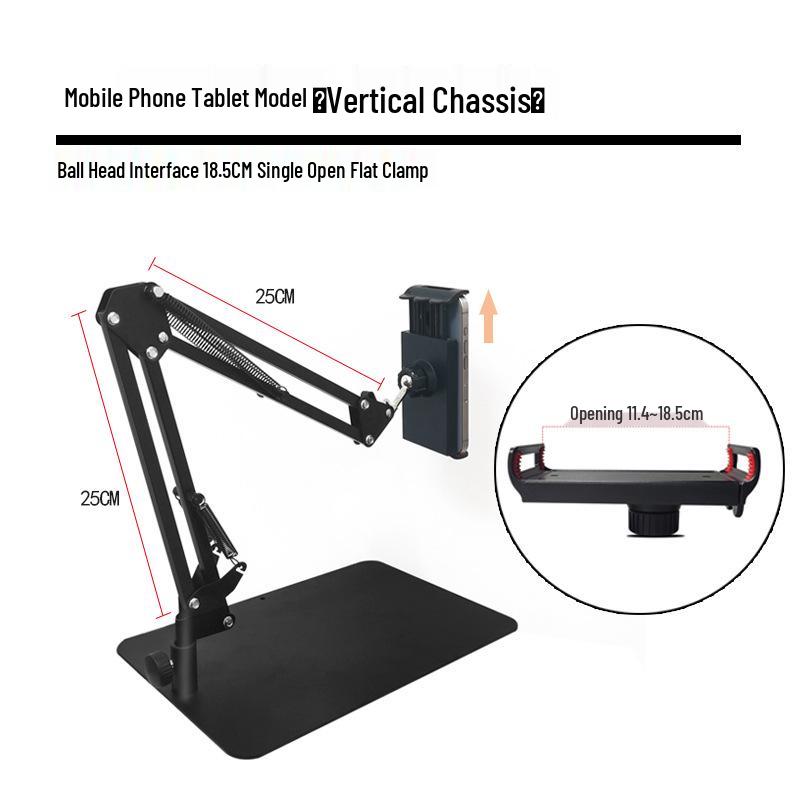 Adjustable Desktop Microphone Stand with Widened Base and Boom Arm for Phones and Tablets