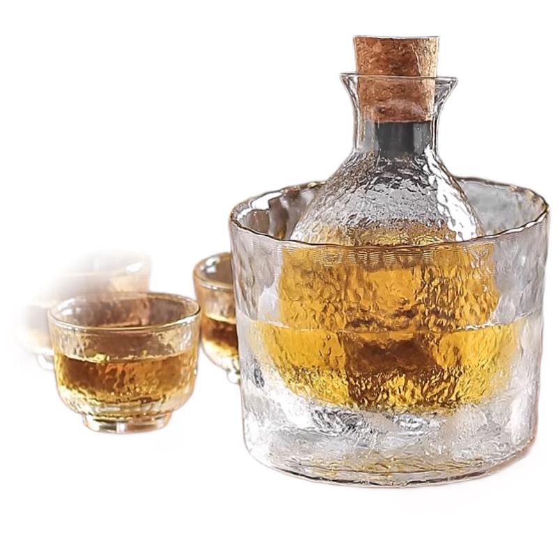 PAKCHOICE Glass Sake & Rice Wine Warmer Set