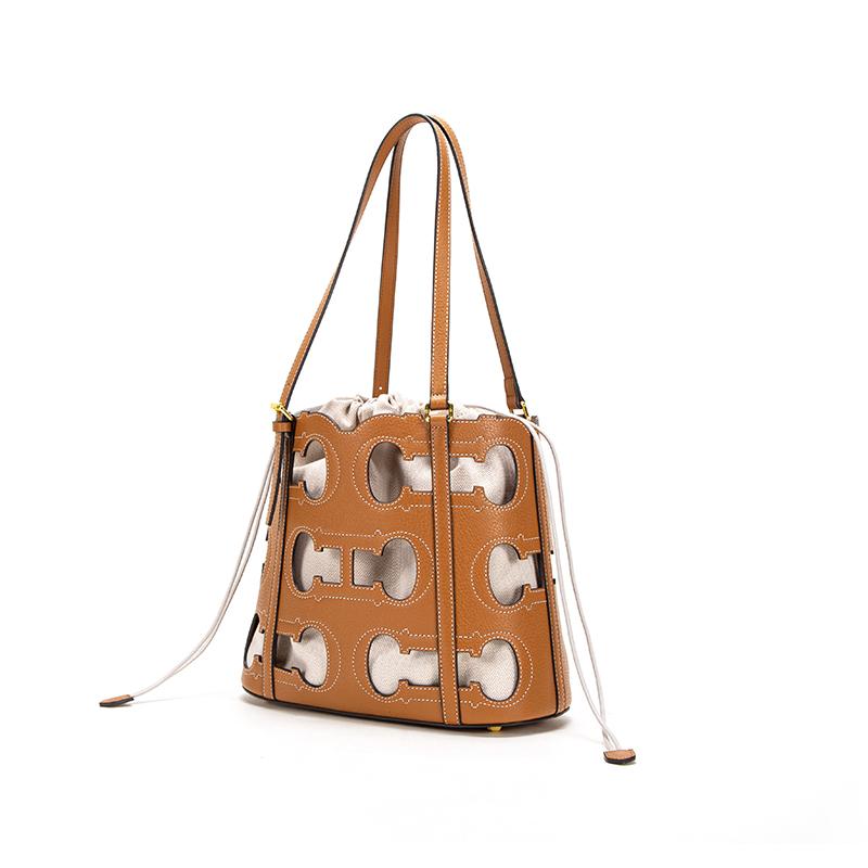 

Сумка-тоут, вместительная сумка для покупок, женская ручная сумка из коровьей кожи с выемкой коричневый