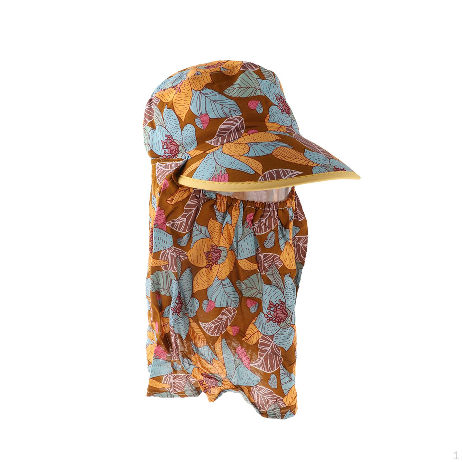 

Fishing Hat Wide Brim Mesh Breathable Bucket with Cloth Face Covering Detachable Neck Flap коричневый