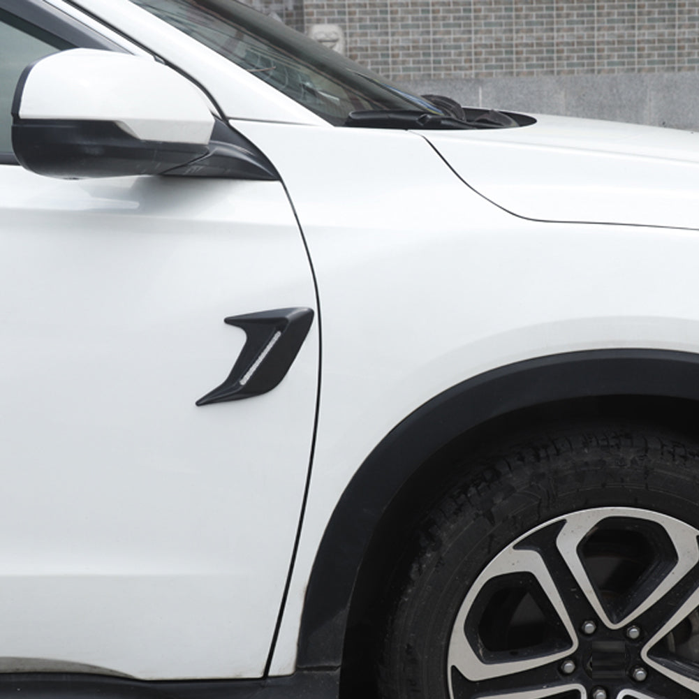2 peças de plástico ABS para saída de ar lateral do carro, para-lama, entrada de ar, adesivo, simulação de saída de ar, decoração externa