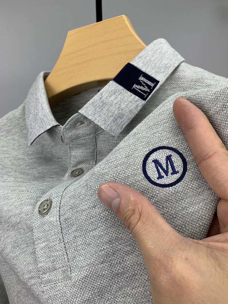 High-End Embroidered Men's Cotton Polo Shirt: Summer Short-Sleeved Lapel Design