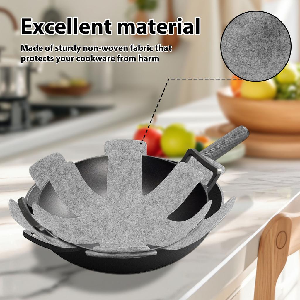 15/30 Stück Topf Pfanne Trenner Unterteiler Pad Vliesstoff Topfschützer Rutschfest Kratzfest Küchen Kochgeschirr Schutz Werkzeuge