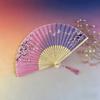 Summer Portable Folding Fan With Polka Dot Printed Fan