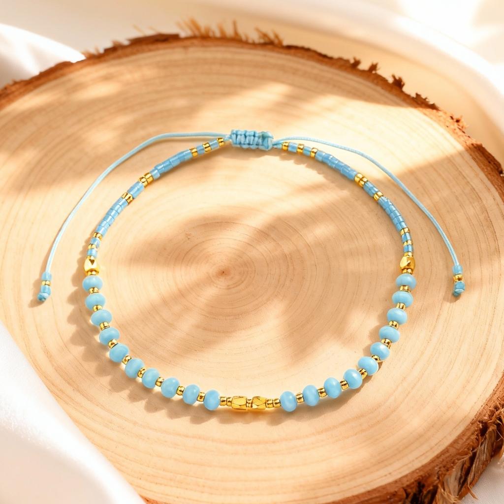 Colorful Glass Bead Bracelet for Women,Adjustable Woven Rope Chain Bracelets,Fashion Bohemian Jewelry Gift
