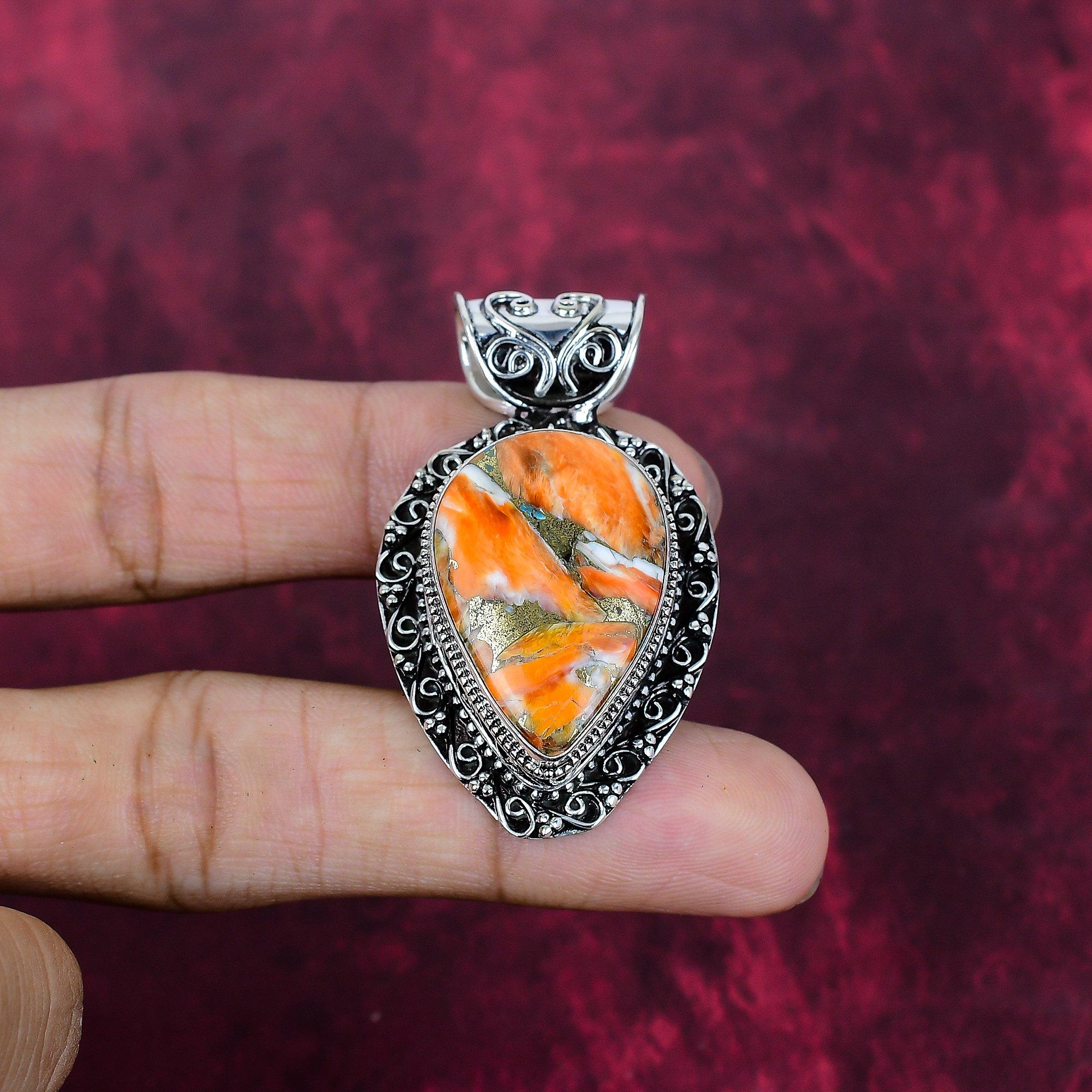 

Подвеска из оранжевого колючего устричного жемчуга ручной работы, Подвеска из стерлингового серебра 925 пробы, Антикварные украшения, Для подарка на помолвку 2.04 Inches оранжевый