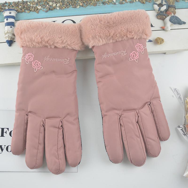 New women's autumn and winter warm fleece and cotton gloves