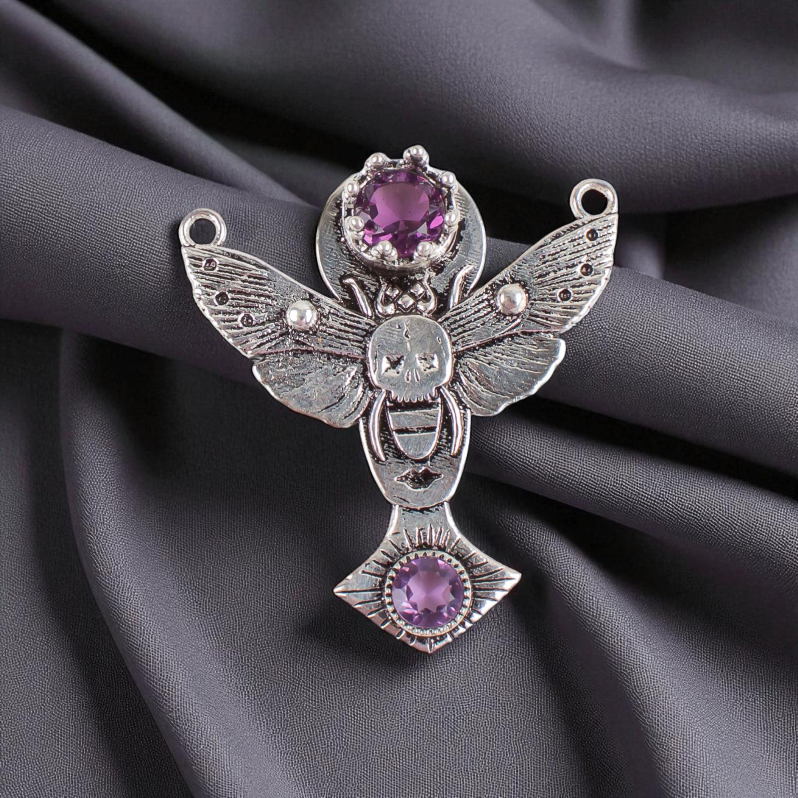 

Аметист Драгоценный камень 925 Стерлинговое серебро Ювелирная подвеска 1,5 Подарок на помолвку CP-10-7