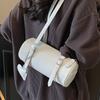 Simple oil wax leather portable cylinder bag niche design casual versatile shoulder pillow bag women