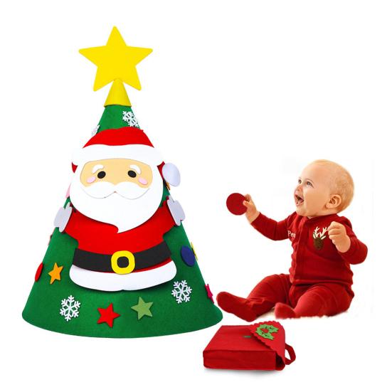 DIY Felt Christmas Tree Set 30-Piece Ornaments with Detachable Decorations Wall Hanging Festive Decor for Home Classroom