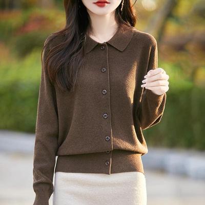 Women's Wool Sweater 50% Silk 50% Wool Autumn and Winter Wool Cardigan Soft and Warm