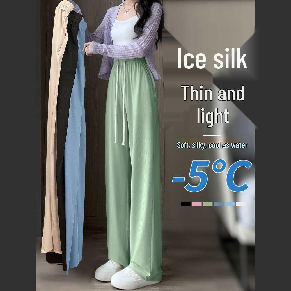 

Drapey Ice Silk Breathable Wide-Leg Summer Pants - Women s 2025 Cool, Loose Straight-Leg Style Large