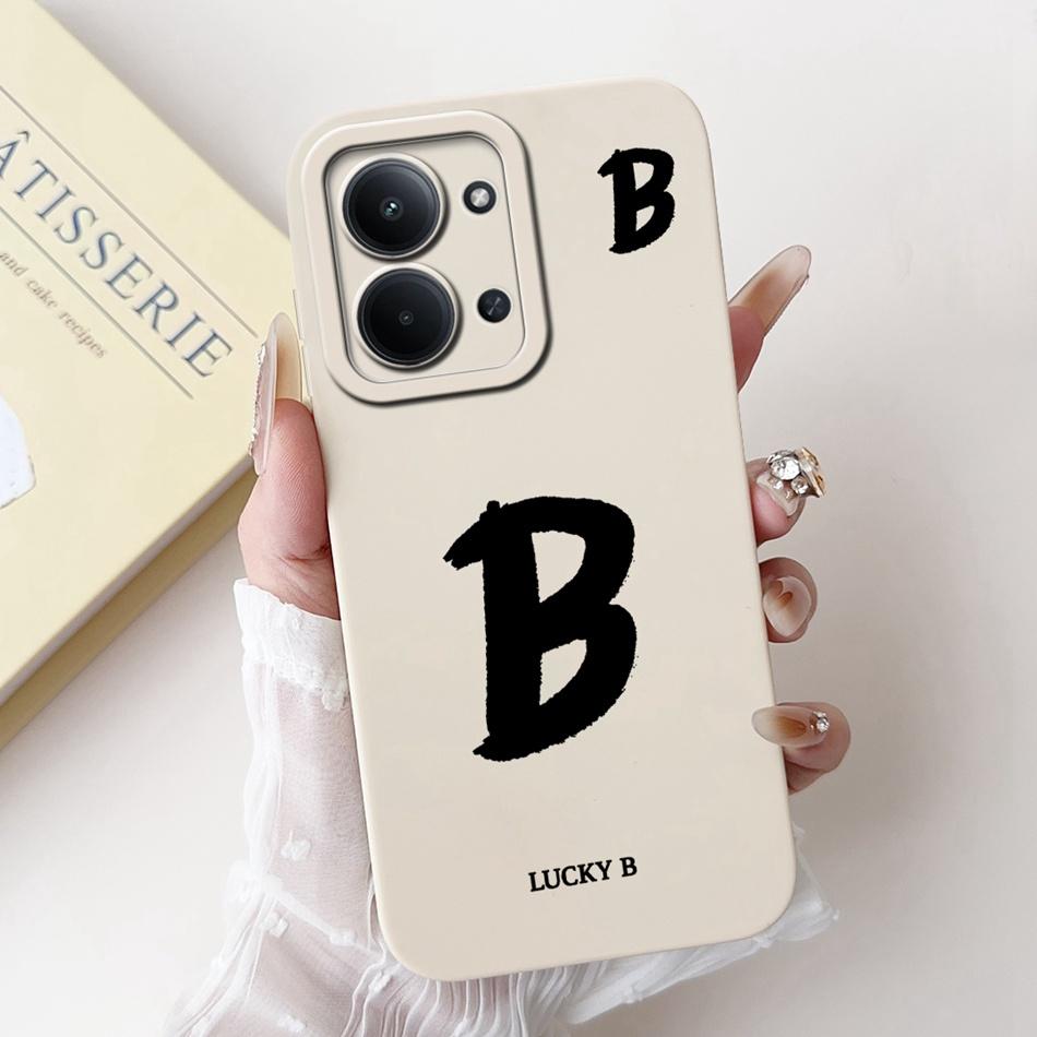 For Xiaomi Poco C85 4G Lucky Initial Letter Phone Case For Poco C85 C 85 4G Soft Silicone Shockproof Cases Bumpers