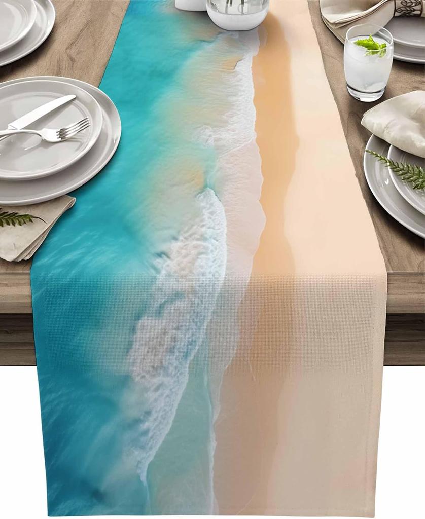 Ocean Beach Linen Table Runners Dresser Scarf Table Decor Seasonal Kitchen Dining Table Decor  Home Holiday Wedding Party Decor