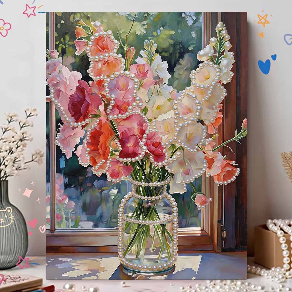 Unique DIY Pearl Gem Painting Kit 30x40cm Beautiful Flowers Frameless Art Perfect Handmade Gift for Adults Home Wall Decor for Any Occasion