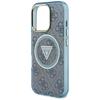 Guess IML Metal Glitter 4G Circle Triangle MagSafe Case for iPhone 16 Pro Max blue