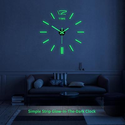 Wall Clock Luminous 40cm/16inch 3D DIY Frameless Wall Decorative Clocks Silent Non Ticking Movement For Home Office Decor