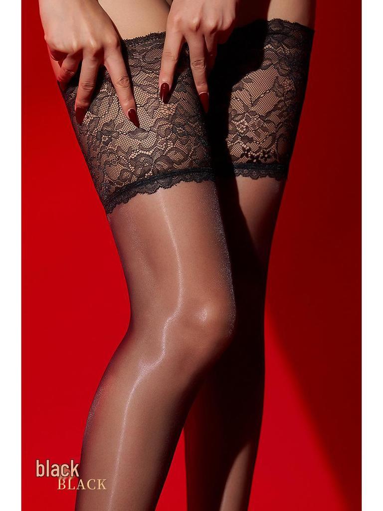 Little Matchmaker Black Silk Over-the-Knee Aurora Nightclub Stockings: Ultra-Thin, Sexy Style, 0D Watery Sheen