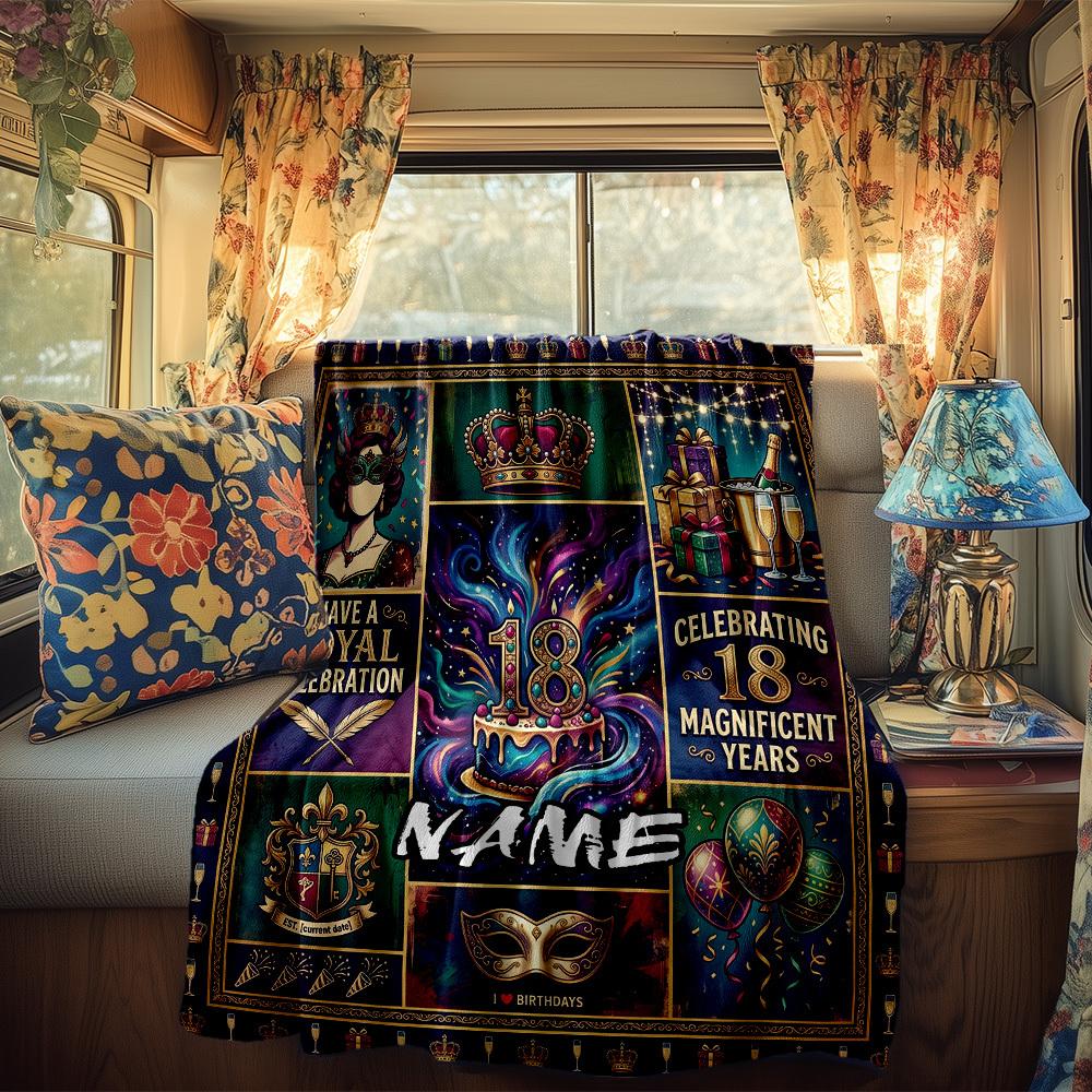Royal Celebration Rv Customize Your Name Blanket Soft Cozy Lightweight Allseason Multipurpose Blanket For Travel Camping Picnics Sofas Rvs Beds Living