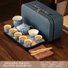 Light luxury flower Huang Ru tea set, household ceramic opening film can raise retro whole set of kung fu tea printing