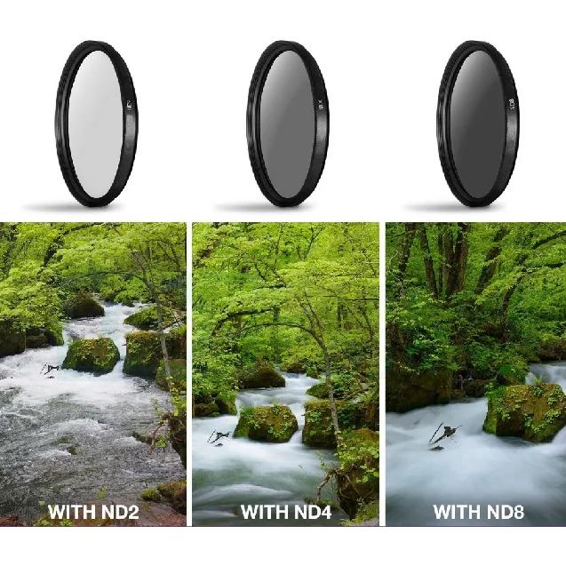 Lightdow Lens Filter ND2 ND4 ND8 3 In 1 Set Neutral Density Filter 49 52 55 58 62 67 72 77 82 for Nikon Sony Pentax Canon Camera