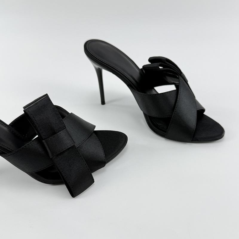 Sandales d'été pour femmes 2025 à lanières croisées et nœud papillon à talons hauts - Sandales de style féerique