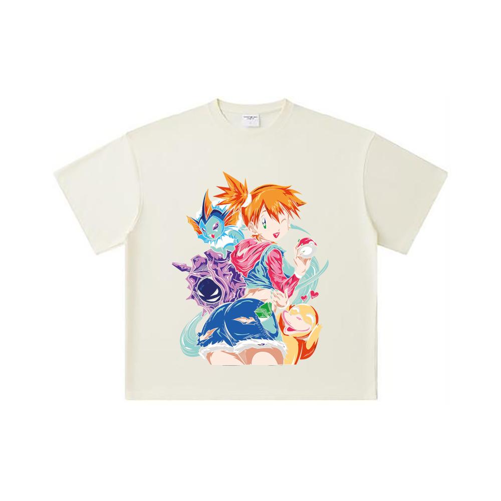 

Хлопковая футболка унисекс с принтом Pokemon V17 Misty, плотность 260 г/м², двойная пряжа, 32-й счет, 100% хлопок S абрикосовый