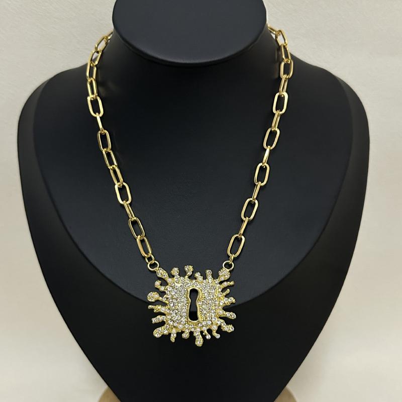 Collana con Ciondolo Lucchetto Metallico Esagerato Collana da Vacanza Anello Orecchino Spilla Per Donna Collana a Catena per Maglione Accessori Regali