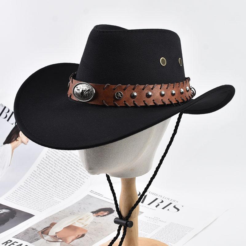 Vintage Szerokobrzegowe Kapelusze Westernowe Cowboy Kapelusze Outdoorowe Podróżne Kapelusz Cowgirl Jazzowy Święta Impreza Kapelusz Cosplay