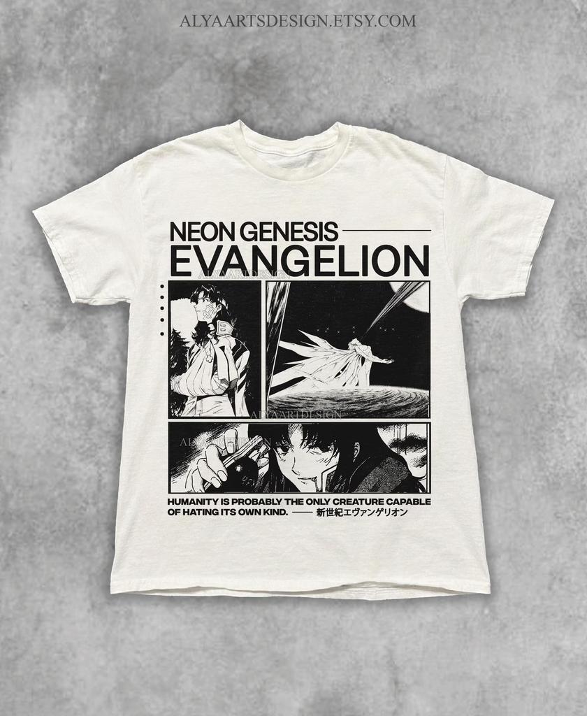 New Century Evangelion Retro Style Shirt Reborn Style Blouse Lelouch ShortSleeved TShirt for Unisex and Women