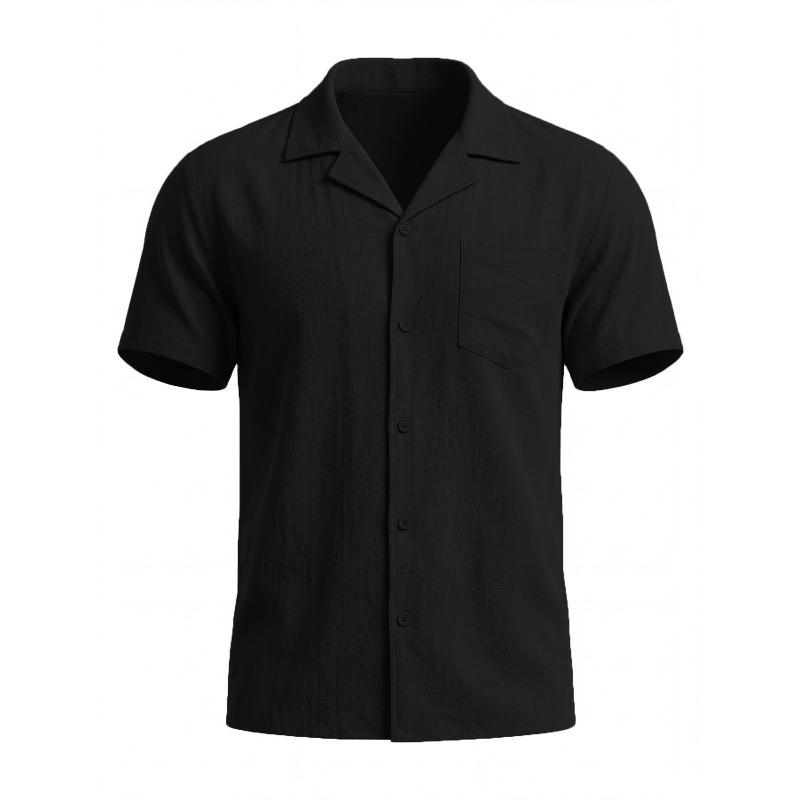 Men's Cuban Collar Short Sleeve Casual Shirt.