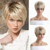 Ombre Blonde Wigs for Women Synthetic Hair Short Wig with Bangs for Mother Daily Wear Natural Hairstyles Mommy Wig Casual Style